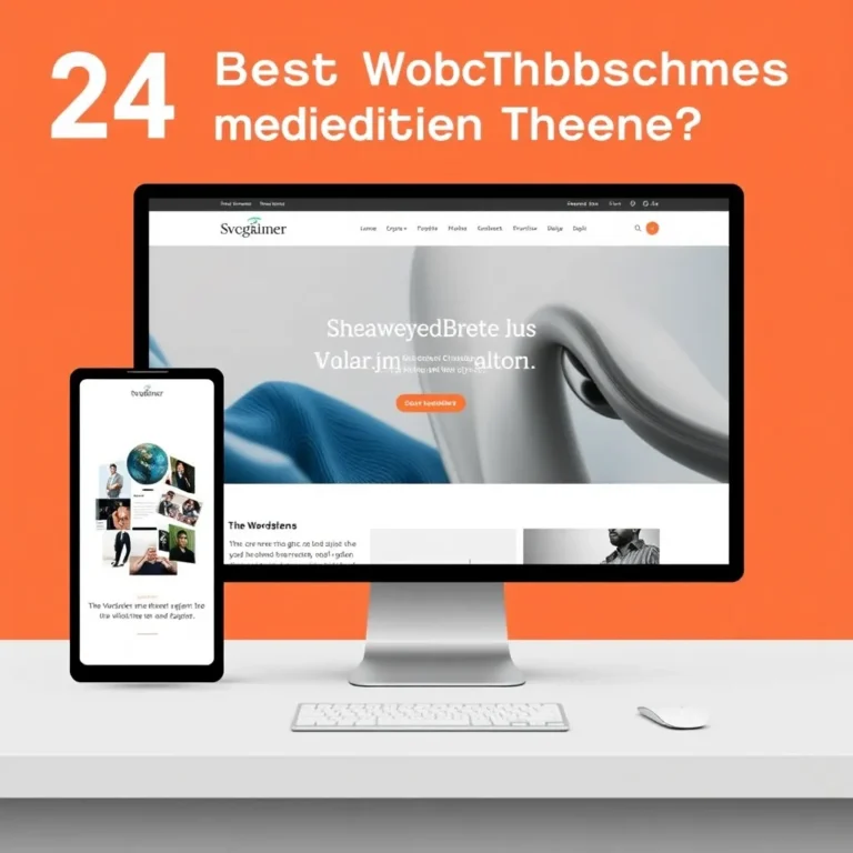 Moderner Arbeitsbereich mit offenem Laptop und WordPress-Theme-Design