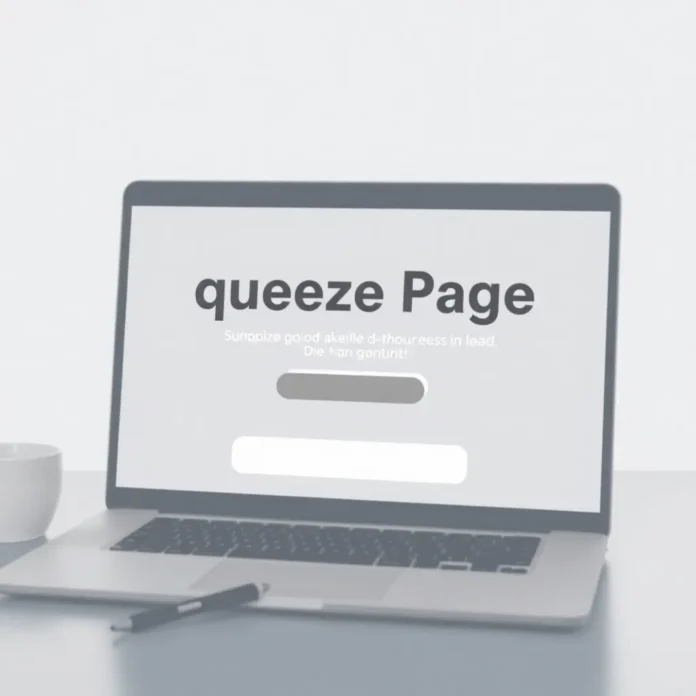 Moderne Squeeze Page auf Laptop mit Anmeldeformular und Call to Action