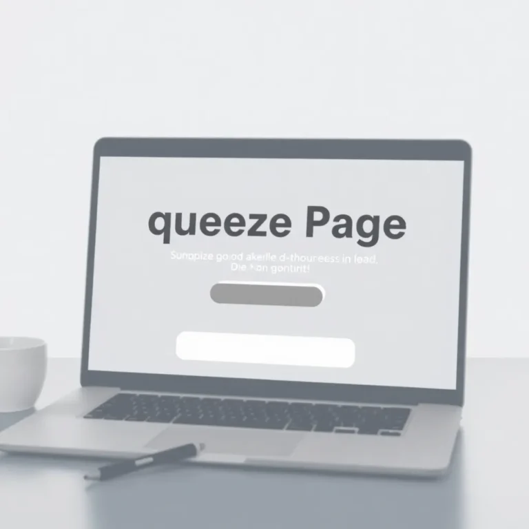 Moderne Squeeze Page auf Laptop mit Anmeldeformular und Call to Action