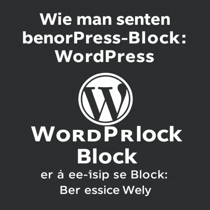 Fotorealistischer Schreibtisch mit offenem WordPress-Blockeditor und Code-Beispiel