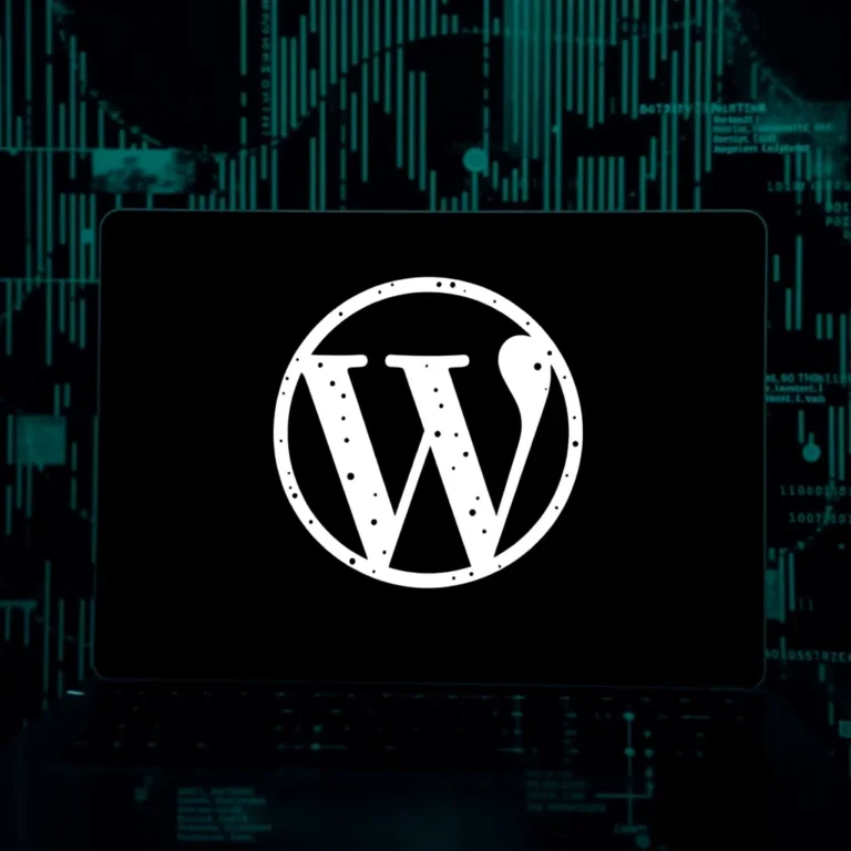 WordPress-Website wird cyberattackiert, Monitor zeigt Warnsymbole