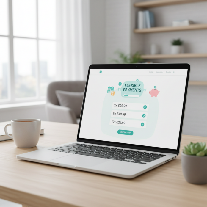 Moderne Online-Shop-Seite mit angezeigter Affirm-Ratenzahlungsoption auf Laptop